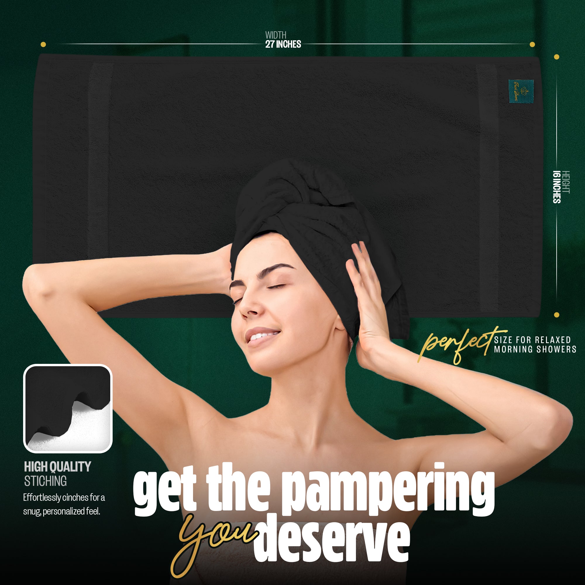 Premium Cotton Salon Towel – Soft, Absorbent & Durable – 16x27 Inches – Elegant Black