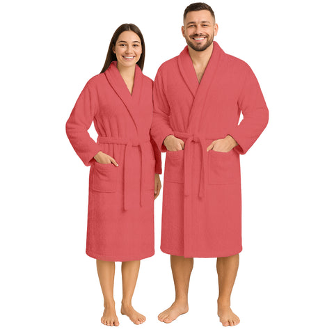 Premium Cotton Bathrobe – Soft, Cozy & Absorbent – Elegant Dusty Pink