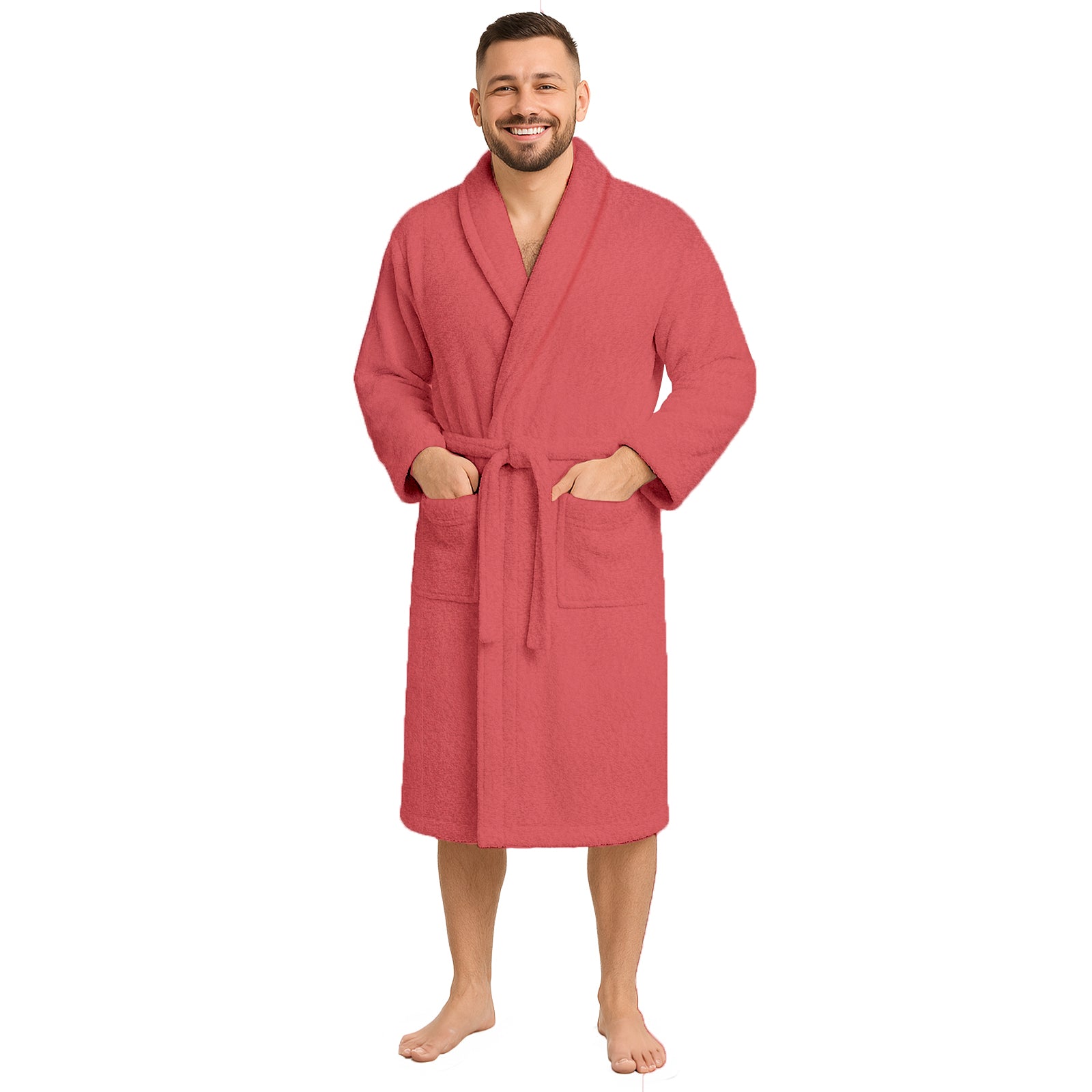 Premium Cotton Bathrobe – Soft, Cozy & Absorbent – Elegant Dusty Pink