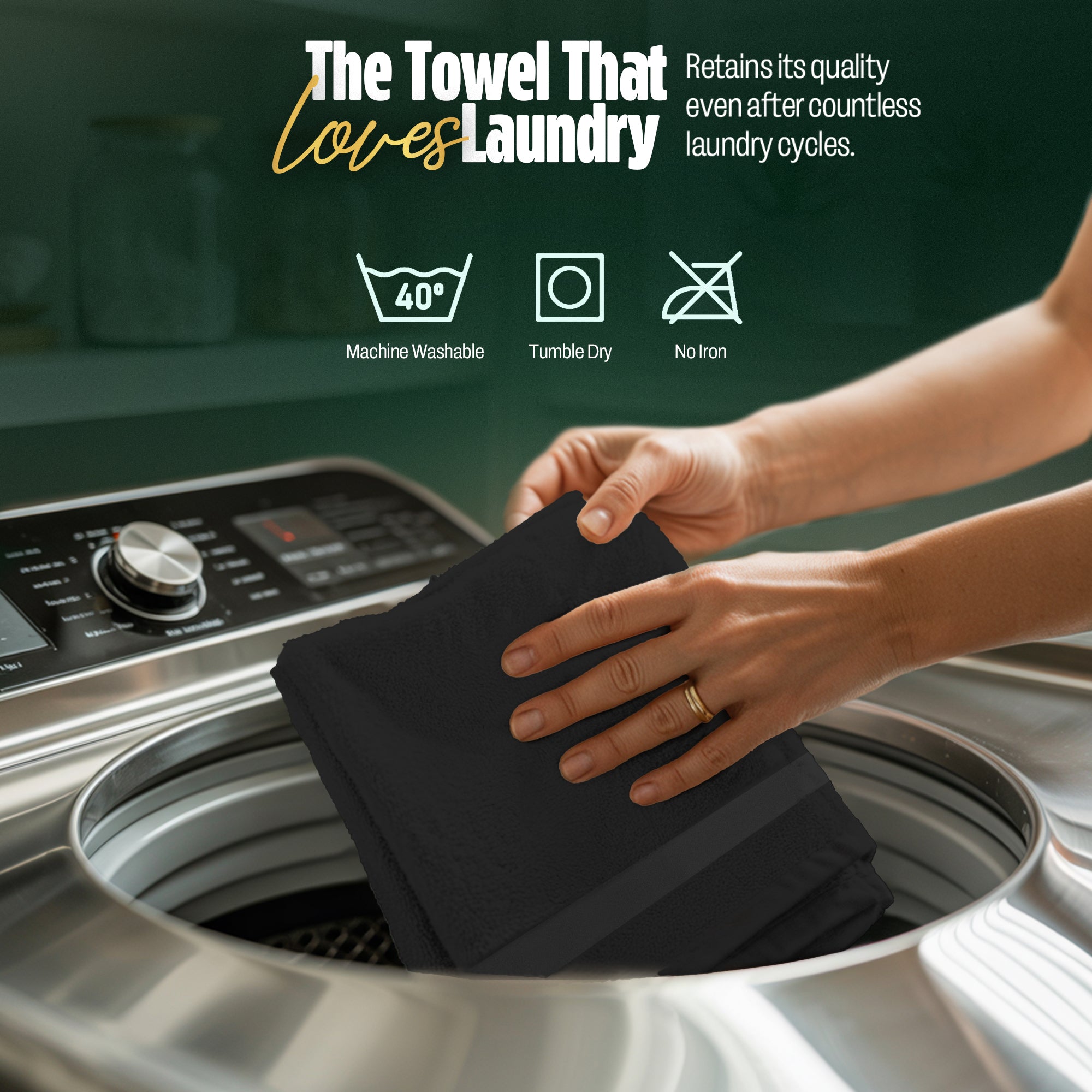 Premium Cotton Salon Towel – Soft, Absorbent & Durable – 16x27 Inches – Elegant Black