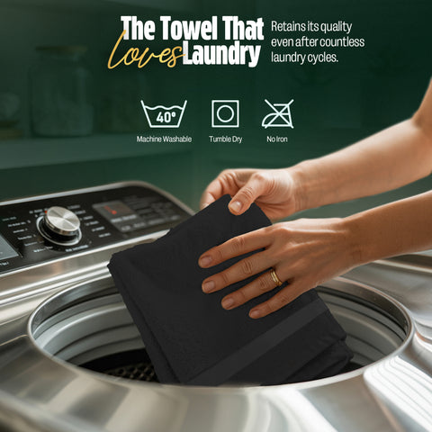Premium Cotton Salon Towel – Soft, Absorbent & Durable – 16x27 Inches – Elegant Black