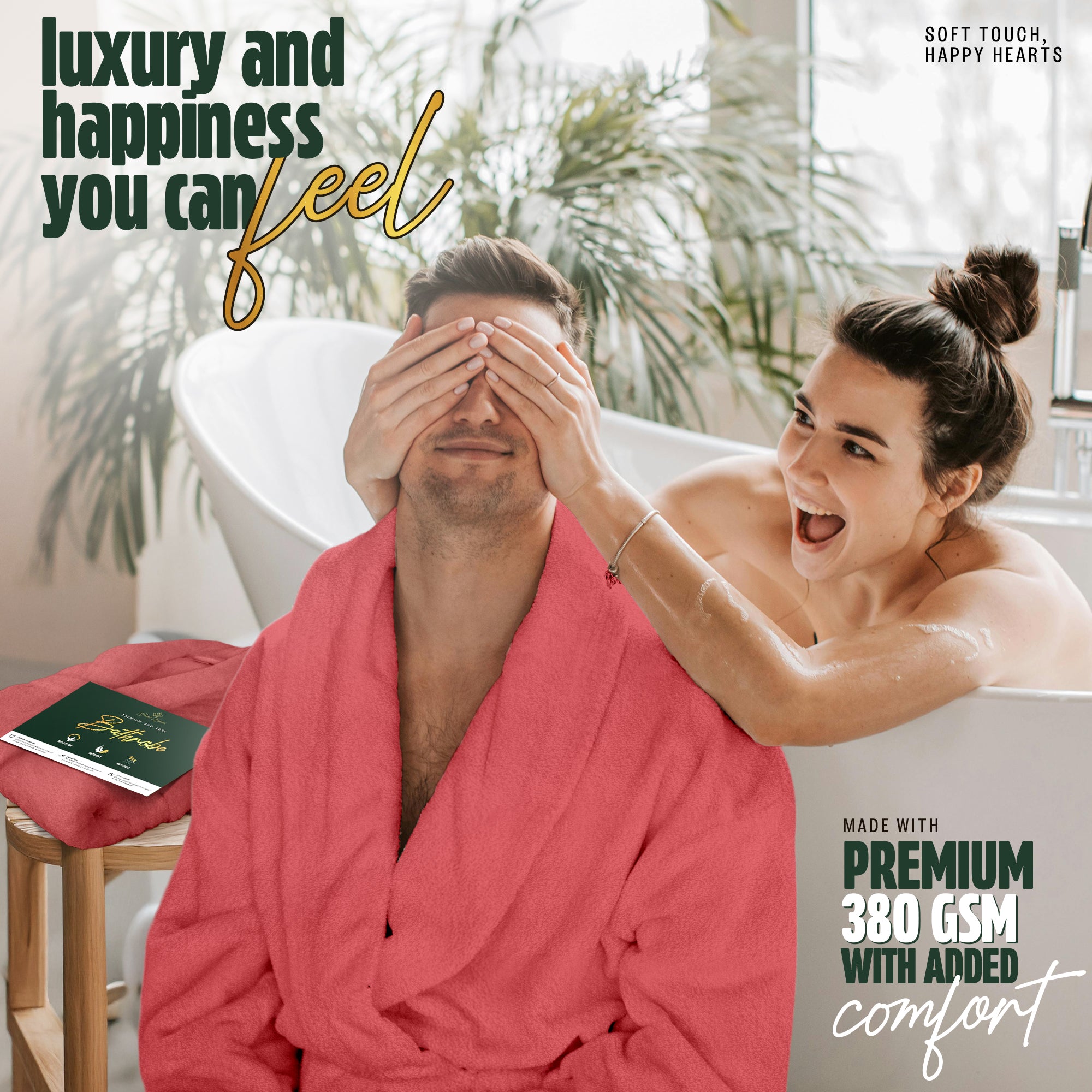 Premium Cotton Bathrobe – Soft, Cozy & Absorbent – Elegant Dusty Pink