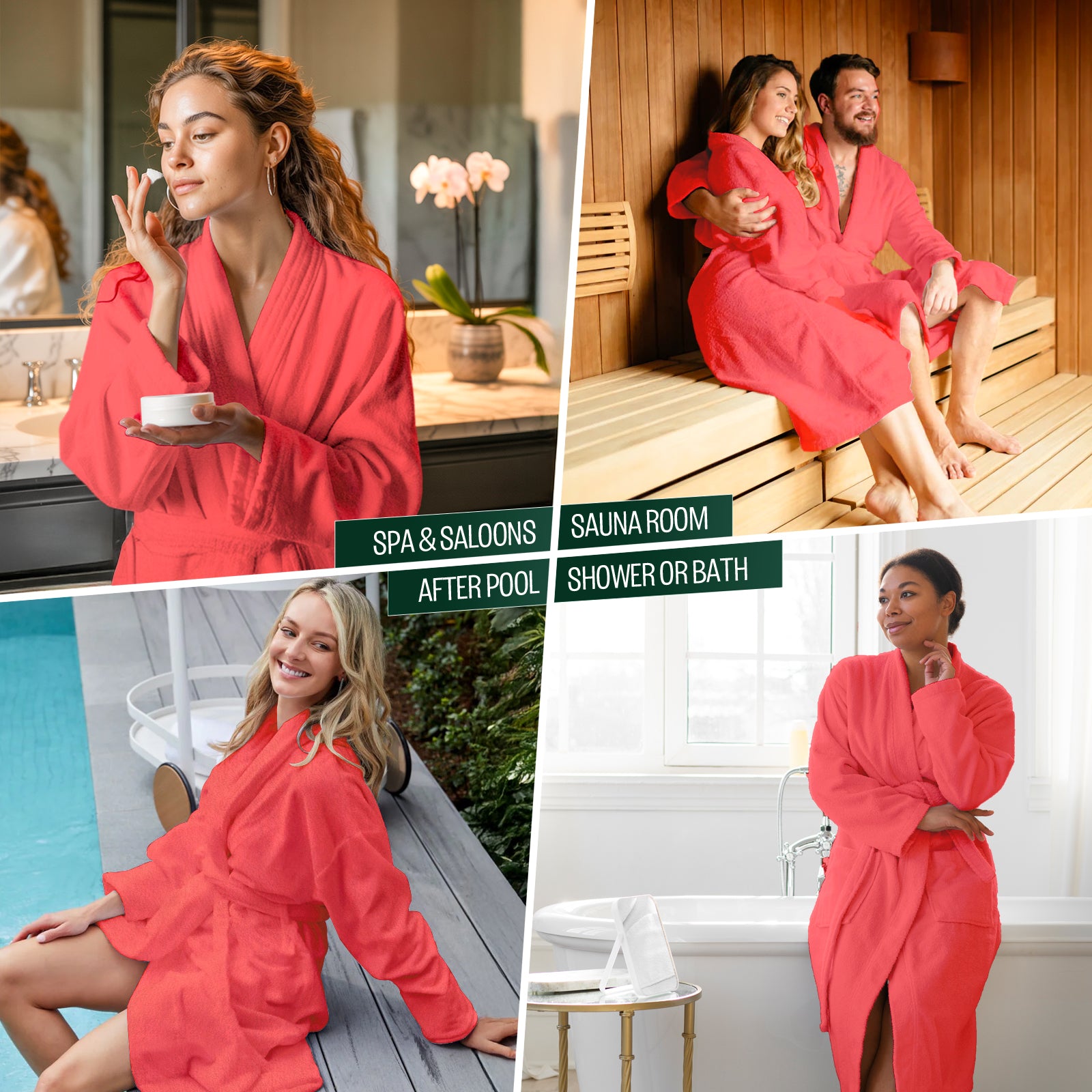 Premium Cotton Bathrobe – Soft, Cozy & Absorbent – Elegant Dusty Pink