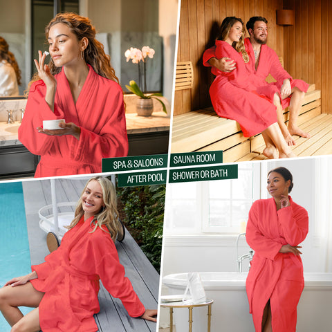 Premium Cotton Bathrobe – Soft, Cozy & Absorbent – Elegant Dusty Pink